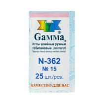 Иглы для шитья ручные " Gamma" N- 362 гобеленовые №15 25 шт. в конверте острые